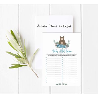 Conjunto para Chá de Bebê com 50 Cartões Alfabeto ABC Animais da Selva É Um Menino É Uma Menina Suprimentos para Festa - Inkdotpot 12,7 Cm × 17,78 Cm / Branco - O Que Tem na Sua Bolsa
