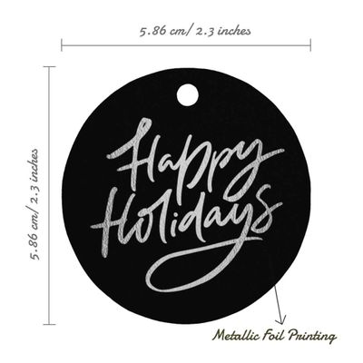 Etiquetas para Pendurar em Garrafa 'Boas Festas' Metalizadas para Lembrancinhas - Inkdotpot 100 Etiquetas Metalizadas / Preto - Prata