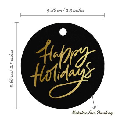 Etiquetas para Pendurar em Garrafa 'Boas Festas' Metalizadas para Lembrancinhas - Inkdotpot 100 Etiquetas Metalizadas / Preto - Prata