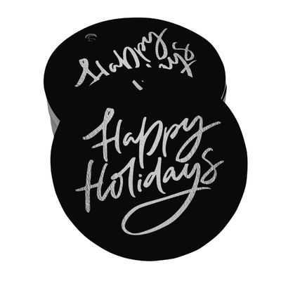 Etiquetas para Pendurar em Garrafa 'Boas Festas' Metalizadas para Lembrancinhas - Inkdotpot 100 Etiquetas Metalizadas / Preto - Prata