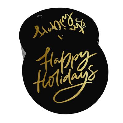 Etiquetas para Pendurar em Garrafa 'Boas Festas' Metalizadas para Lembrancinhas - Inkdotpot 100 Etiquetas Metalizadas / Preto - Prata