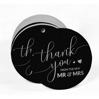 Etiquetas de Papel Metalizado 'Thank You' para Lembrancinhas de Casamento - Inkdotpot 50 Etiquetas Metalizadas / Preto - Prata