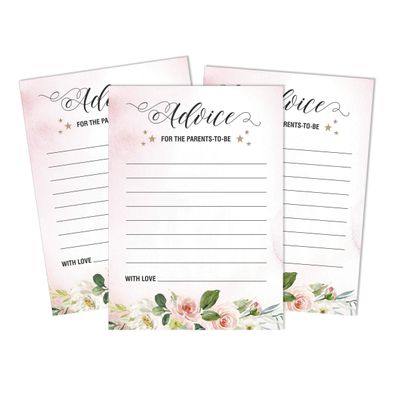 Conjunto com 50 Cartões Alfabeto ABC para Chá de Bebê Floral Revelação de Gênero É um Menino É uma Menina Suprimentos para Festa - Inkdotpot 12,7 Cm × 17,78 Cm / Branco - Cartão de Conselho