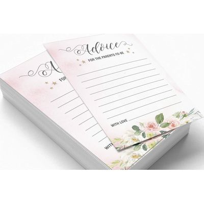 Conjunto com 50 Cartões Alfabeto ABC para Chá de Bebê Floral Revelação de Gênero É um Menino É uma Menina Suprimentos para Festa - Inkdotpot 12,7 Cm × 17,78 Cm / Branco - Cartão de Conselho