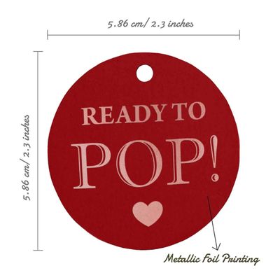 Etiquetas Pendentes de Papel Metalizado "Ready To Pop" para Lembrancinhas de Chá de Bebê - Inkdotpot 50 Etiquetas Metalizadas / Vermelho - Ouro Rosé
