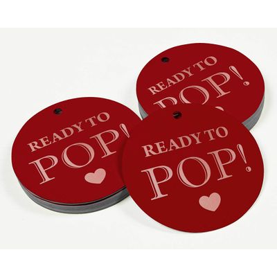 Etiquetas Pendentes de Papel Metalizado "Ready To Pop" para Lembrancinhas de Chá de Bebê - Inkdotpot 50 Etiquetas Metalizadas / Vermelho - Ouro Rosé