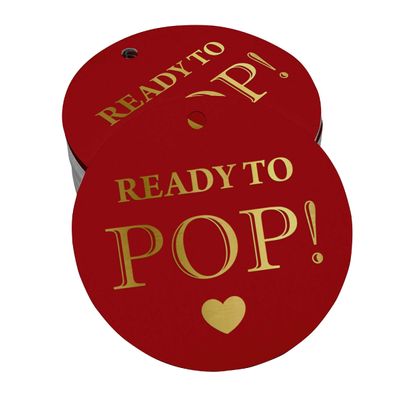 Etiquetas Pendentes de Papel Metalizado "Ready To Pop" para Lembrancinhas de Chá de Bebê - Inkdotpot 50 Etiquetas Metalizadas / Vermelho - Ouro Rosé