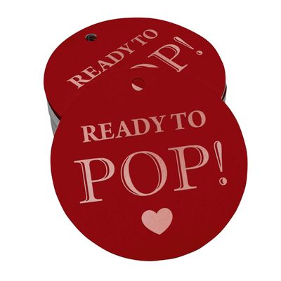 Etiquetas Pendentes de Papel Metalizado "Ready To Pop" para Lembrancinhas de Chá de Bebê - Inkdotpot 50 Etiquetas Metalizadas / Vermelho - Ouro Rosé
