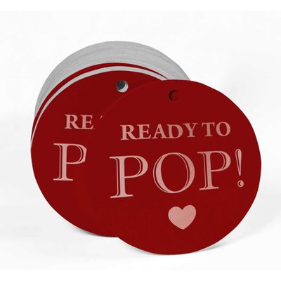 Etiquetas Pendentes de Papel Metalizado "Ready To Pop" para Lembrancinhas de Chá de Bebê - Inkdotpot 50 Etiquetas Metalizadas / Vermelho - Ouro Rosé