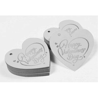 Etiquetas de Papel para Lembrancinha do Dia dos Namorados com Foil Metalizado para Pendurar - Inkdotpot 100 Etiquetas Metalizadas / Branco - Prata