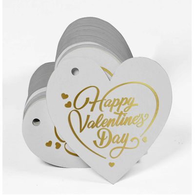 Etiquetas de Papel para Lembrancinha do Dia dos Namorados com Foil Metalizado para Pendurar - Inkdotpot 100 Etiquetas Metalizadas / Branco - Prata