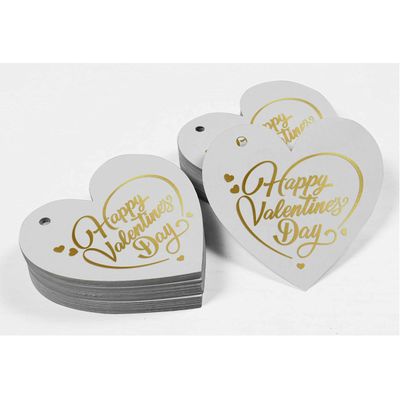 Etiquetas de Papel para Lembrancinha do Dia dos Namorados com Foil Metalizado para Pendurar - Inkdotpot 100 Etiquetas Metalizadas / Branco - Prata