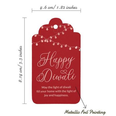 Etiquetas de Papel Metalizado para Lembrancinhas "Happy Diwali" - Inkdotpot 50 Etiquetas Metalizadas / Vermelho - Ouro Rosé