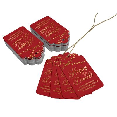Etiquetas de Papel Metalizado para Lembrancinhas "Happy Diwali" - Inkdotpot 50 Etiquetas Metalizadas / Vermelho - Ouro Rosé