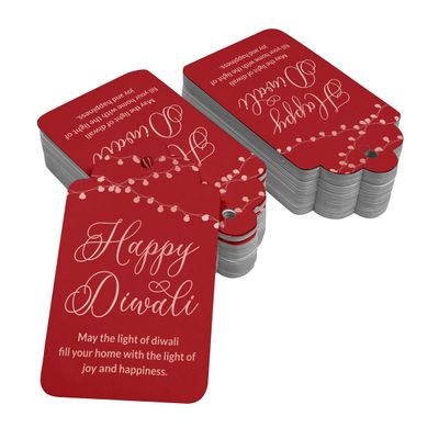 Etiquetas de Papel Metalizado para Lembrancinhas "Happy Diwali" - Inkdotpot 50 Etiquetas Metalizadas / Vermelho - Ouro Rosé