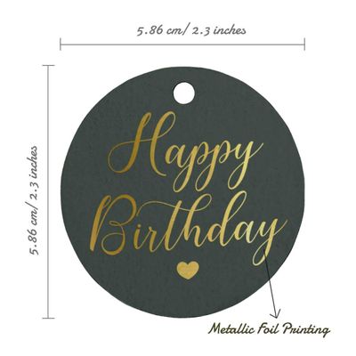 Etiquetas de Papel Metalizado 'Feliz Aniversário' para Pendurar em Lembrancinhas - Inkdotpot 100 Etiquetas Metalizadas / Roxo - Prata