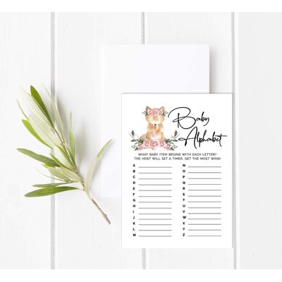 Conjunto de 50 Cartões Alfabeto ABC para Chá de Bebê Tema Raposa Unissex, Itens para Festa - Inkdotpot 12,7 Cm × 17,78 Cm / Branco - O Que Tem no Seu Celular