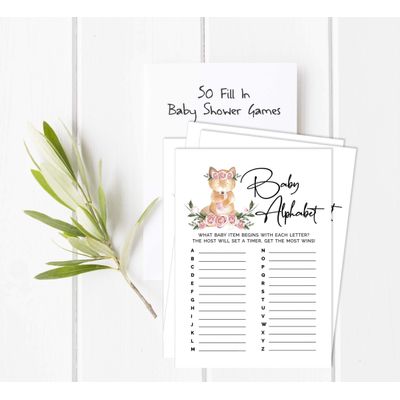 Conjunto de 50 Cartões Alfabeto ABC para Chá de Bebê Tema Raposa Unissex, Itens para Festa - Inkdotpot 12,7 Cm × 17,78 Cm / Branco - O Que Tem no Seu Celular
