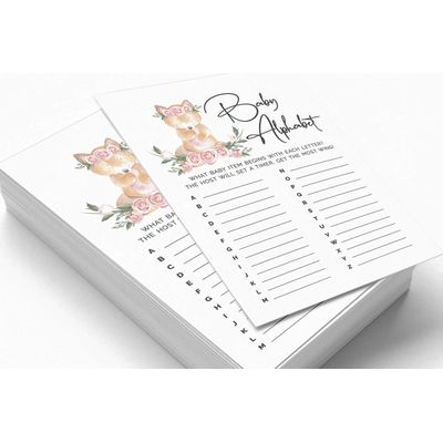 Conjunto de 50 Cartões Alfabeto ABC para Chá de Bebê Tema Raposa Unissex, Itens para Festa - Inkdotpot 12,7 Cm × 17,78 Cm / Branco - O Que Tem no Seu Celular