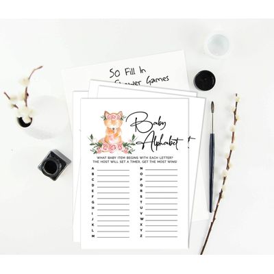 Conjunto de 50 Cartões Alfabeto ABC para Chá de Bebê Tema Raposa Unissex, Itens para Festa - Inkdotpot 12,7 Cm × 17,78 Cm / Branco - O Que Tem no Seu Celular