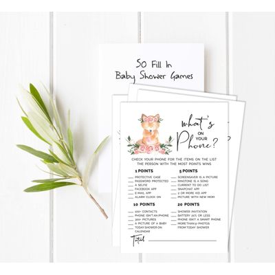 Conjunto de 50 Cartões Alfabeto ABC para Chá de Bebê Tema Raposa Unissex, Itens para Festa - Inkdotpot 12,7 Cm × 17,78 Cm / Branco - O Que Tem no Seu Celular