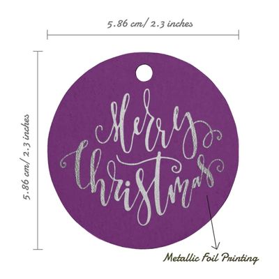 Etiquetas de Papel Metalizado 'Feliz Natal' para Lembrancinhas - Inkdotpot 50 Etiquetas Metalizadas / Roxo - Prata