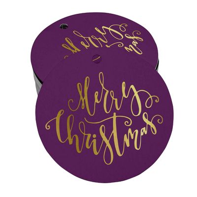 Etiquetas de Papel Metalizado 'Feliz Natal' para Lembrancinhas - Inkdotpot 50 Etiquetas Metalizadas / Roxo - Prata