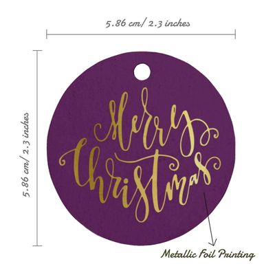 Etiquetas de Papel Metalizado 'Feliz Natal' para Lembrancinhas - Inkdotpot 50 Etiquetas Metalizadas / Roxo - Prata