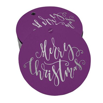 Etiquetas de Papel Metalizado 'Feliz Natal' para Lembrancinhas - Inkdotpot 50 Etiquetas Metalizadas / Roxo - Prata