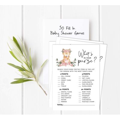 Conjunto de 50 Cartões Alfabeto ABC para Chá de Bebê Tema Raposa Unissex, Itens para Festa - Inkdotpot 12,7 Cm × 17,78 Cm / Branco - O Que Tem na Sua Bolsa
