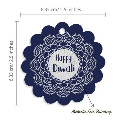 Etiquetas para Lembrancinhas de Papel Metalizado Feliz Diwali - Inkdotpot 50 Etiquetas Metalizadas / Azul - Prata