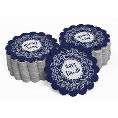 Etiquetas para Lembrancinhas de Papel Metalizado Feliz Diwali - Inkdotpot 50 Etiquetas Metalizadas / Azul - Prata