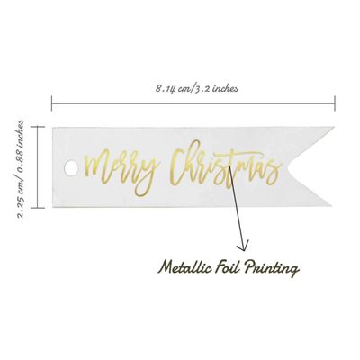 Etiquetas Pendentes de Papel Feliz Natal para Lembrancinhas com Acabamento Metalizado - Inkdotpot 100 Etiquetas Metalizadas / Branco - Ouro Rosé
