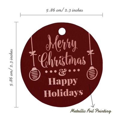 Etiquetas de Papel Metalizado 'Feliz Natal & Boas Festas' para Lembrancinhas Pendentes - Inkdotpot 100 Etiquetas Metalizadas / Vermelho - Ouro Rosé