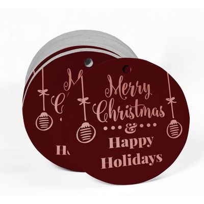 Etiquetas de Papel Metalizado 'Feliz Natal & Boas Festas' para Lembrancinhas Pendentes - Inkdotpot 100 Etiquetas Metalizadas / Vermelho - Ouro Rosé