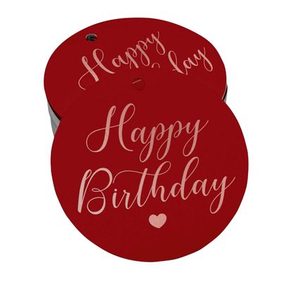 Tags de Papel Metalizado "Happy Birthday" para Lembrancinhas - Inkdotpot 50 Etiquetas Metalizadas / Vermelho - Ouro Rosé