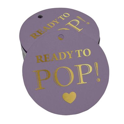 Etiquetas Pendentes de Papel Metalizado 'Pronta para Estourar' para Lembrancinhas de Chá de Bebê - Inkdotpot 100 Etiquetas Metalizadas / Roxo - Ouro Rosé