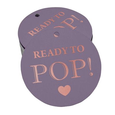 Etiquetas Pendentes de Papel Metalizado 'Pronta para Estourar' para Lembrancinhas de Chá de Bebê - Inkdotpot 100 Etiquetas Metalizadas / Roxo - Ouro Rosé