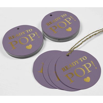 Etiquetas Pendentes de Papel Metalizado 'Pronta para Estourar' para Lembrancinhas de Chá de Bebê - Inkdotpot 100 Etiquetas Metalizadas / Roxo - Ouro Rosé