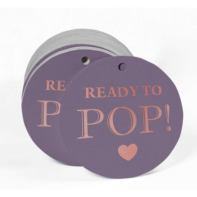 Etiquetas Pendentes de Papel Metalizado 'Pronta para Estourar' para Lembrancinhas de Chá de Bebê - Inkdotpot 100 Etiquetas Metalizadas / Roxo - Ouro Rosé