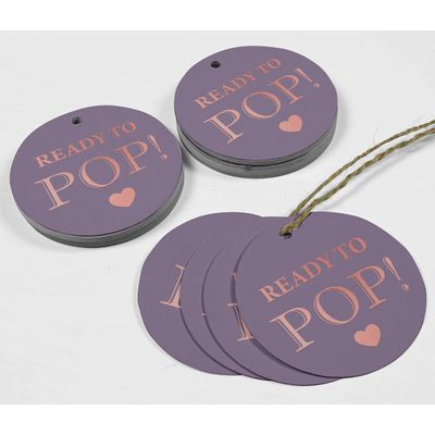 Etiquetas Pendentes de Papel Metalizado 'Pronta para Estourar' para Lembrancinhas de Chá de Bebê - Inkdotpot 100 Etiquetas Metalizadas / Roxo - Ouro Rosé