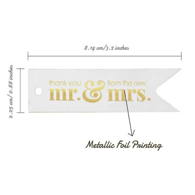 Etiquetas de Papel Metalizado 'Obrigado' para Novas Etiquetas Pendentes de Lembrancinhas de Casamento - Inkdotpot 50 Etiquetas Metalizadas / Branco - Prata