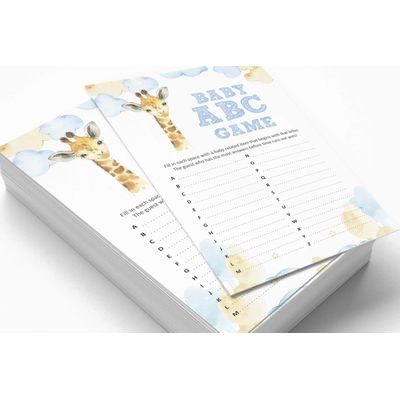 Conjunto de 50 Jogos para Chá de Bebê - Alfabeto ABC com Girafa e Animais da Selva - Inkdotpot 12,7 Cm × 17,78 Cm / Branco - O Que Tem no Seu Celular