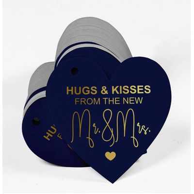 Tags de Papel para Lembrancinhas para Pendurar "Hugs & Kisses" com Acabamento Foil da The Wedding Tags - Inkdotpot 100 Etiquetas Metalizadas / Azul - Prata