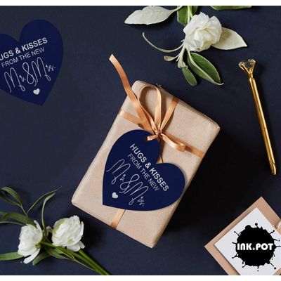 Tags de Papel para Lembrancinhas para Pendurar "Hugs & Kisses" com Acabamento Foil da The Wedding Tags - Inkdotpot 100 Etiquetas Metalizadas / Azul - Prata