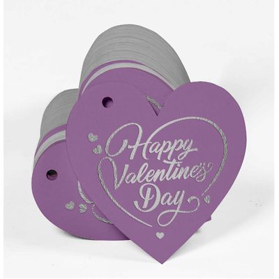 Etiquetas Pendentes de Papel Metalizado 'Feliz Dia dos Namorados' para Lembrancinhas - Inkdotpot 50 Etiquetas Metalizadas / Roxo - Prata