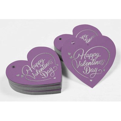 Etiquetas Pendentes de Papel Metalizado 'Feliz Dia dos Namorados' para Lembrancinhas - Inkdotpot 50 Etiquetas Metalizadas / Roxo - Prata
