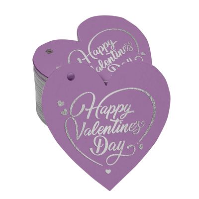 Etiquetas Pendentes de Papel Metalizado 'Feliz Dia dos Namorados' para Lembrancinhas - Inkdotpot 50 Etiquetas Metalizadas / Roxo - Prata