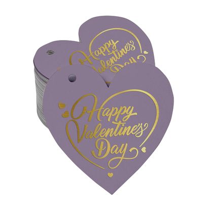 Etiquetas Pendentes de Papel Metalizado 'Feliz Dia dos Namorados' para Lembrancinhas - Inkdotpot 50 Etiquetas Metalizadas / Roxo - Prata