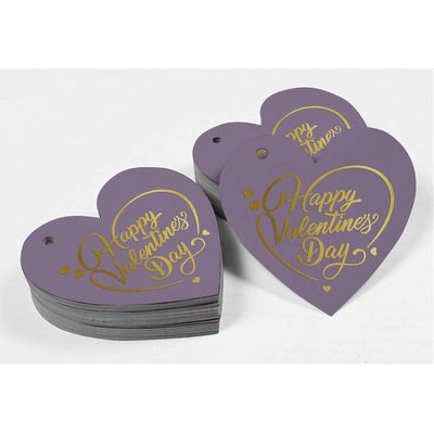 Etiquetas Pendentes de Papel Metalizado 'Feliz Dia dos Namorados' para Lembrancinhas - Inkdotpot 50 Etiquetas Metalizadas / Roxo - Prata